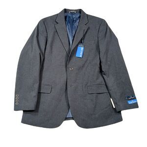 Nautica Suit Jacket Mens 40R 40 Blue Tick Check Modern-Fit Bi-Stretch $295